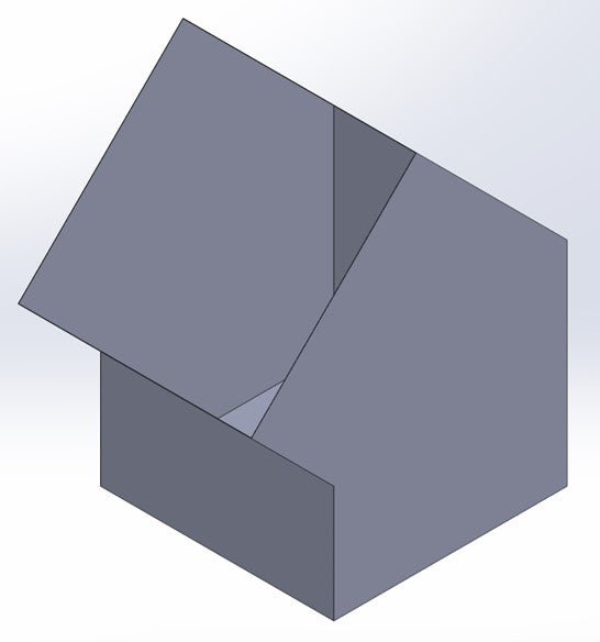 3D rendering of a 45 degree bend for rectangular ductwork used in ventilation systems
