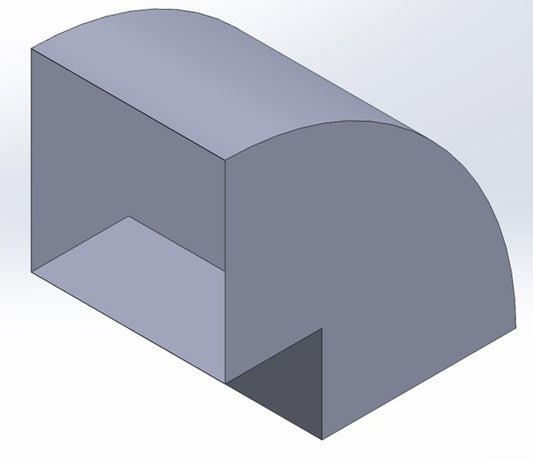 3D rendering of a 90 degree radius bend for rectangular ductwork used in ventilation systems