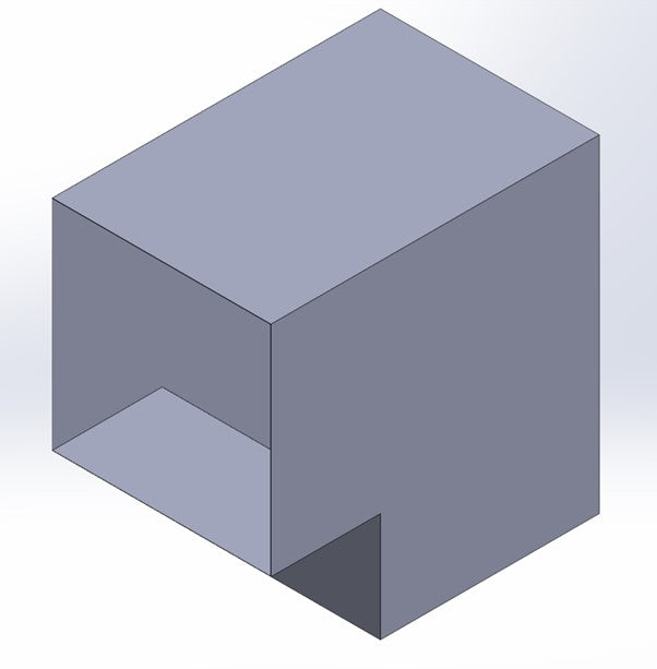 3D rendering of a square 90 degree bend for ductwork in ventilation systems